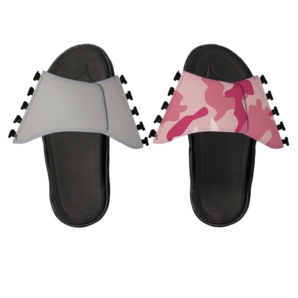 Custom Printable Leather Sublimation PVC Flip Flops With Buckle Blank Slippers For Photos Printing