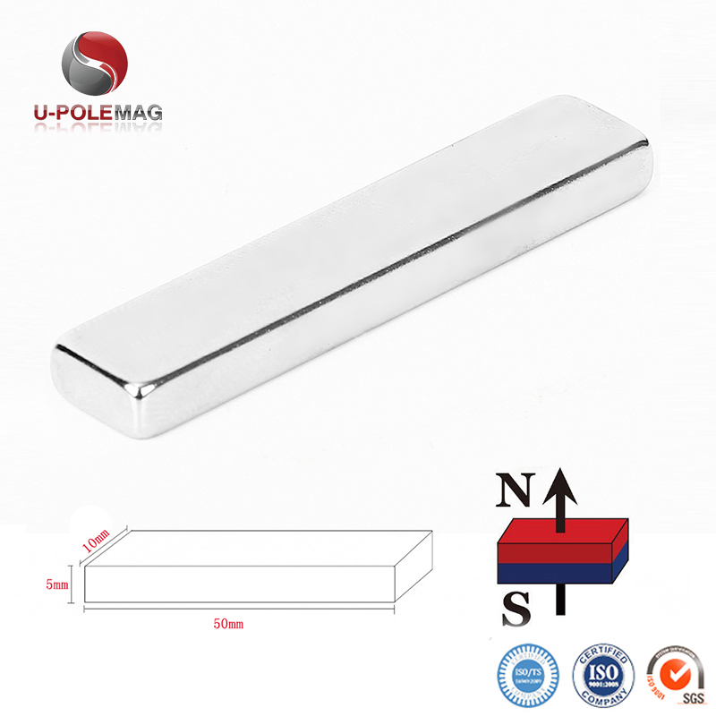 Nickel Coated F50x10x5mm N48 Heavy Duty Rare Earth Neodymium Bar Magnet for Industrial