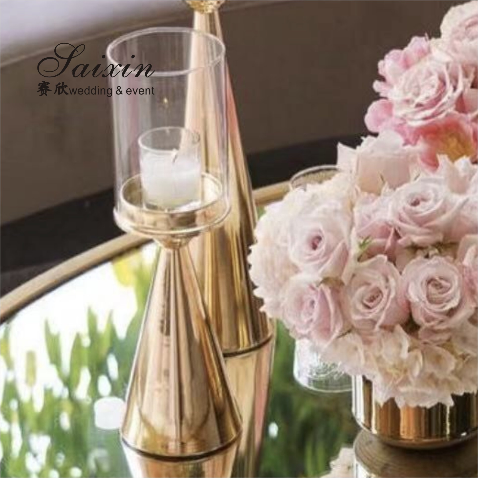 ZT-101W Luxury Wedding Party 9 Arms Candlestick Holders For Wedding Supplies