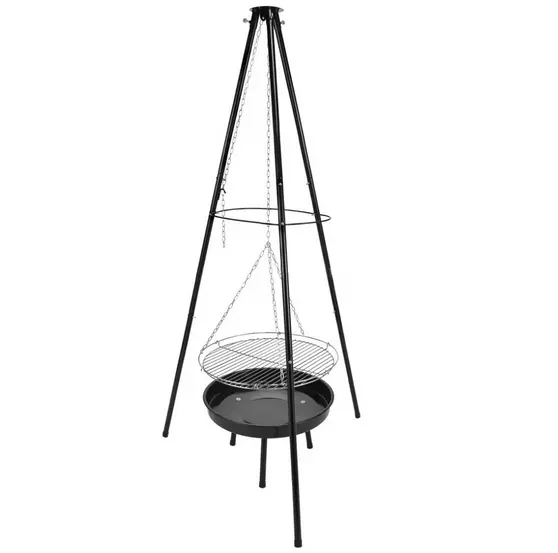 52x2cm Cooking Area Tripod Swivel Grill Outdoor Camping BBQ with Flame Safety Device