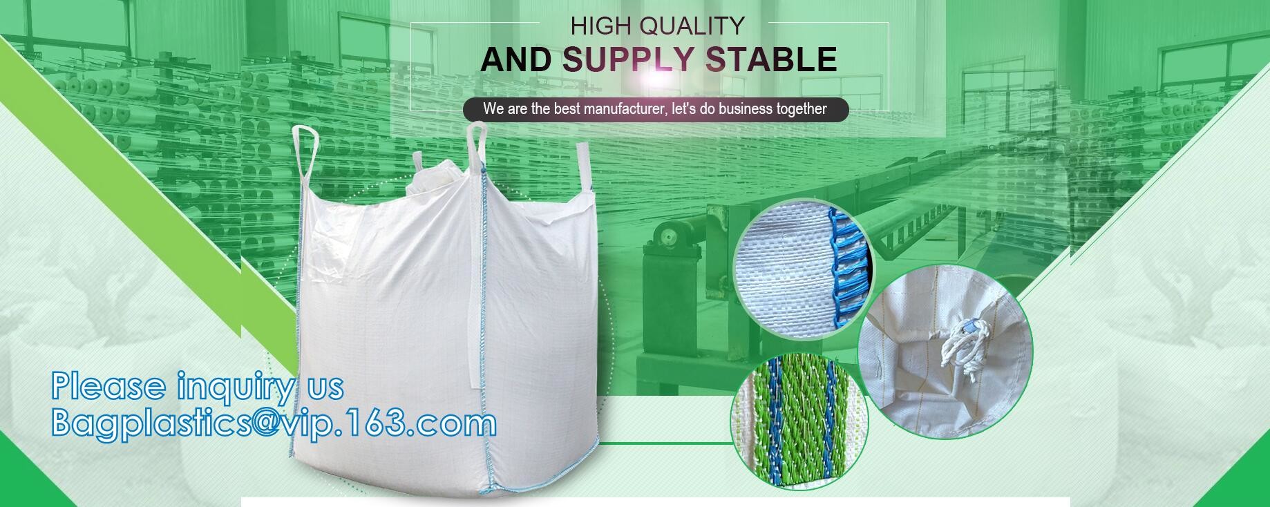 Sand Bags, U-Panel Jumbo Bags, Spout Sacks, Firewood Sacks, Collection Sacks, Dumpster, Breathable Bags