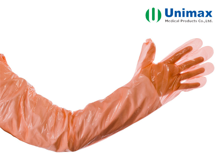 Orange UNIMAX Long Veterinary Gloves Disposable