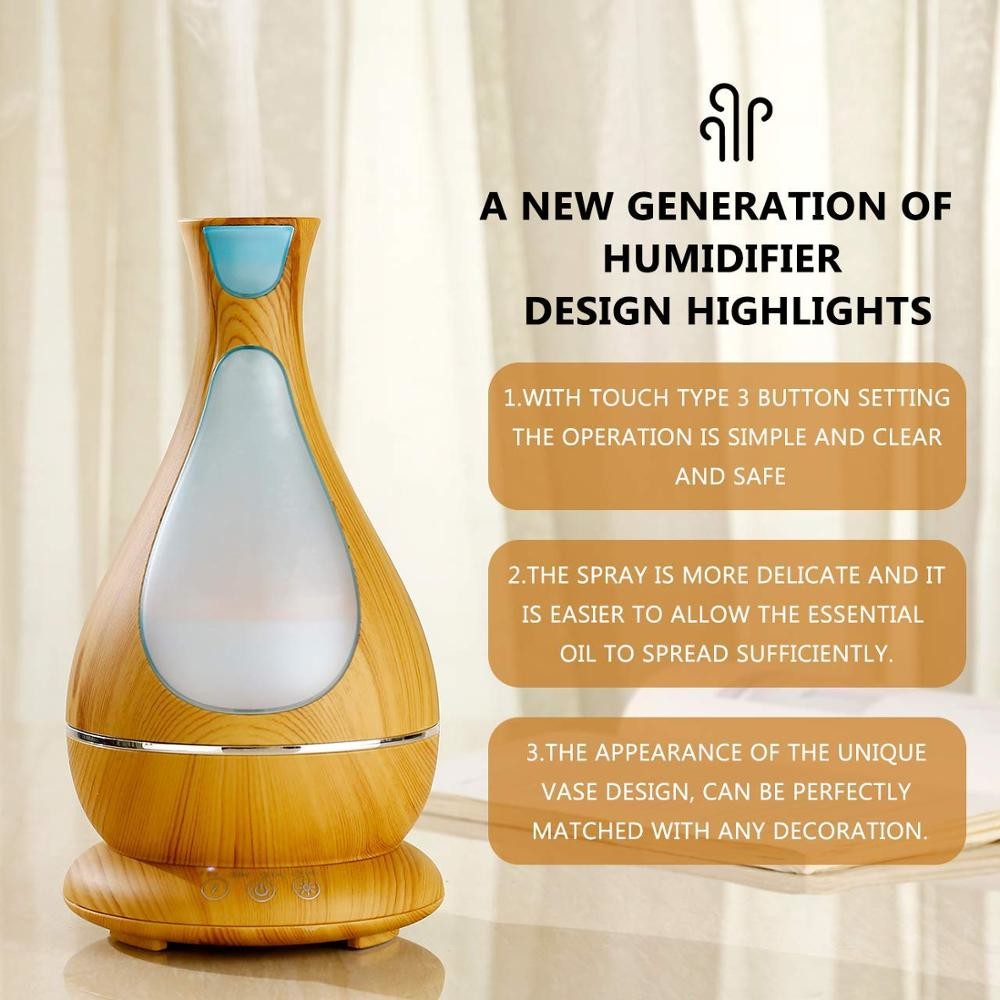 Aroma Humidifier 12W 400ML Ultrasonic Essential Oil Diffuser