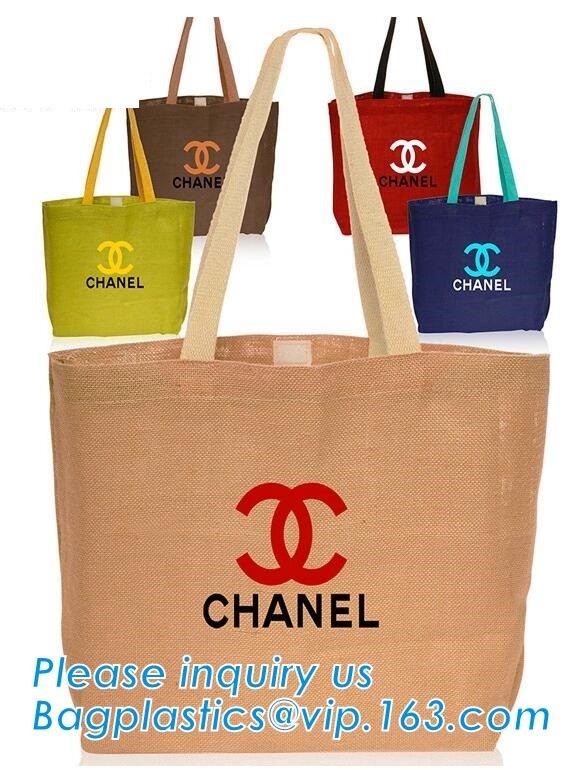 Multifunctional jute bag with low price,Natural Burlap Tote Bags Reusable Jute Bags with Full Gusset,shoulder strap plai