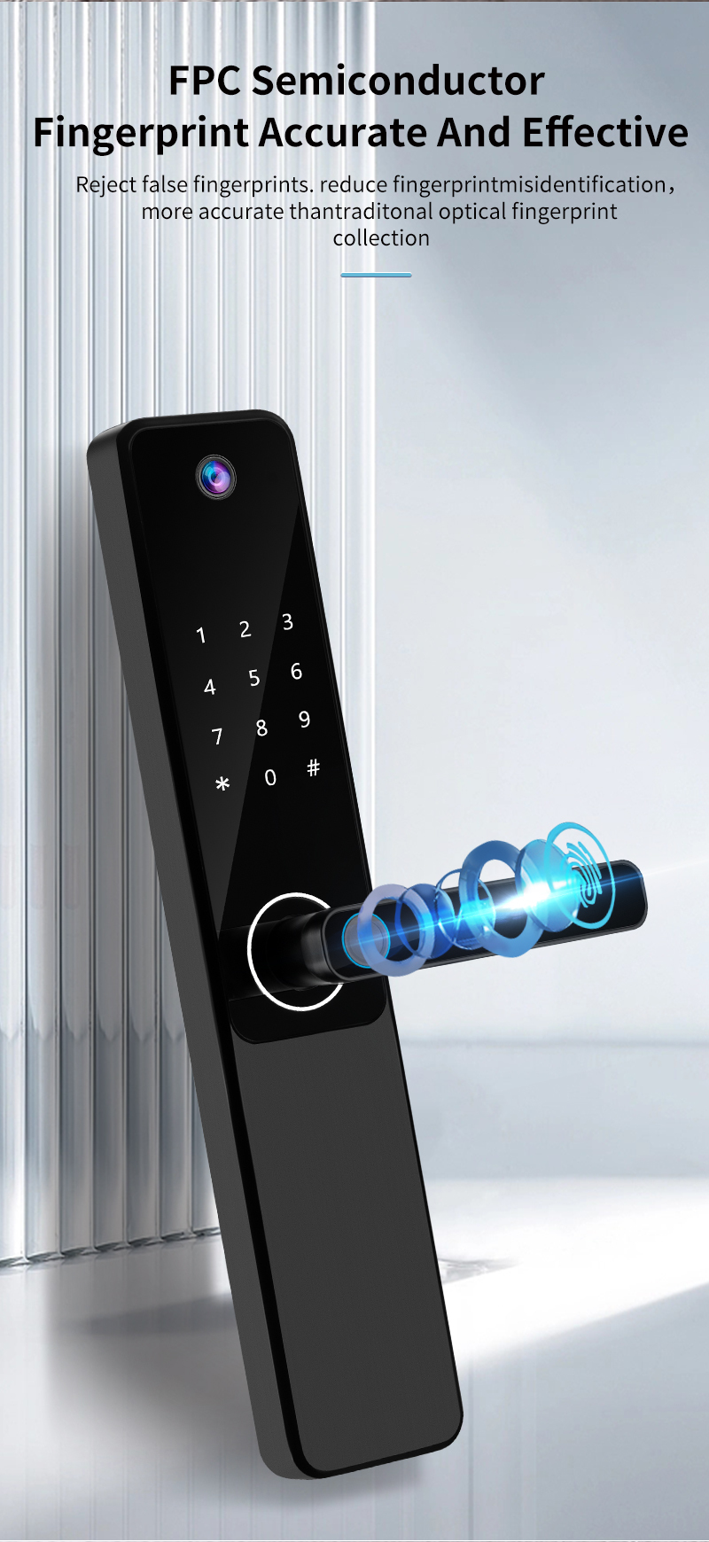 S802Pro HD Camera Inteligente Tuya Biometric Fingerprint & IC Card Key Smart Home Door Lock With WiFi Connectivity