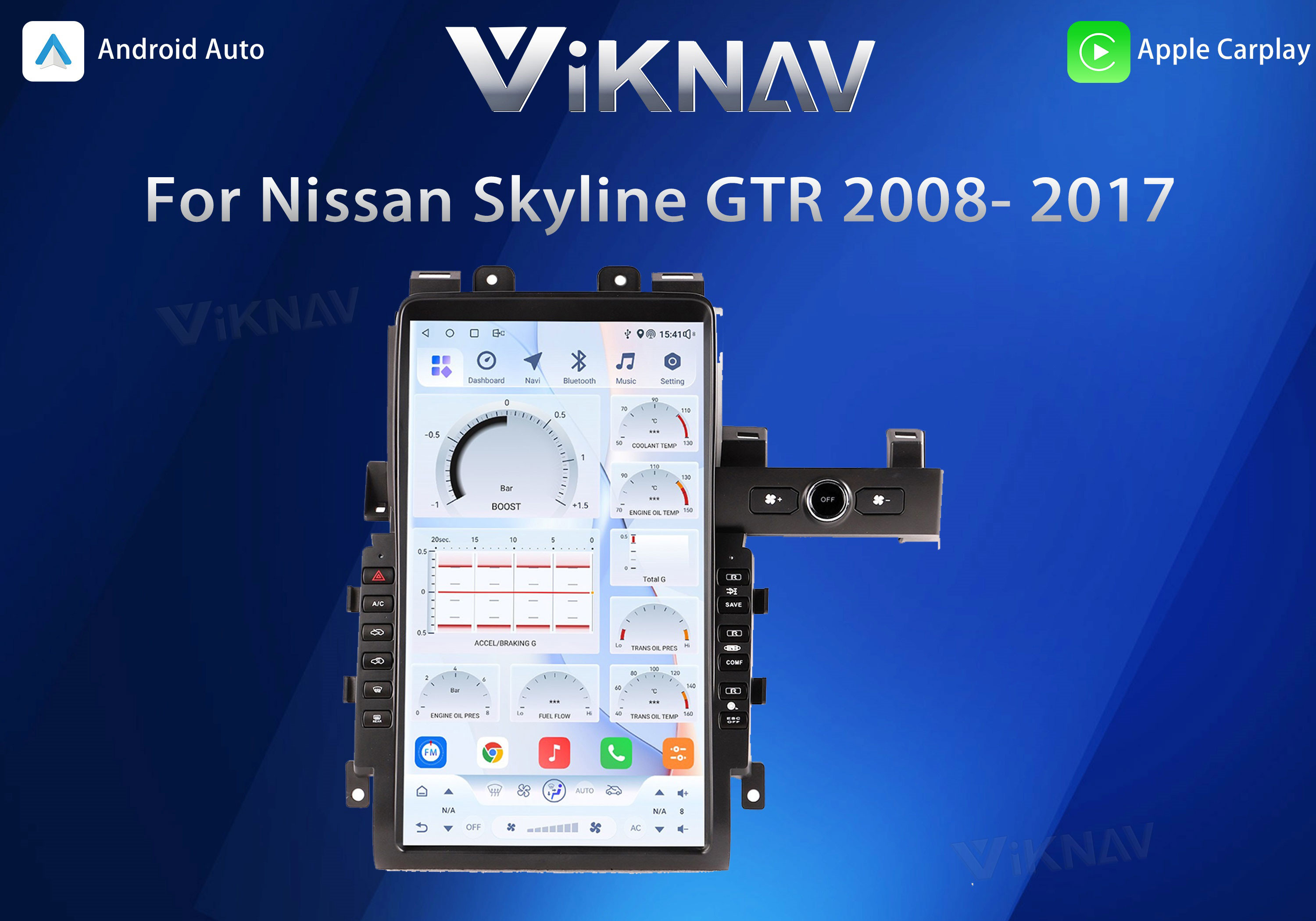 VIKNAV 13.6" Car Radio For Nissan Skyline GTR 2008- 2017 Wirless Carplay GPS Navigation Player