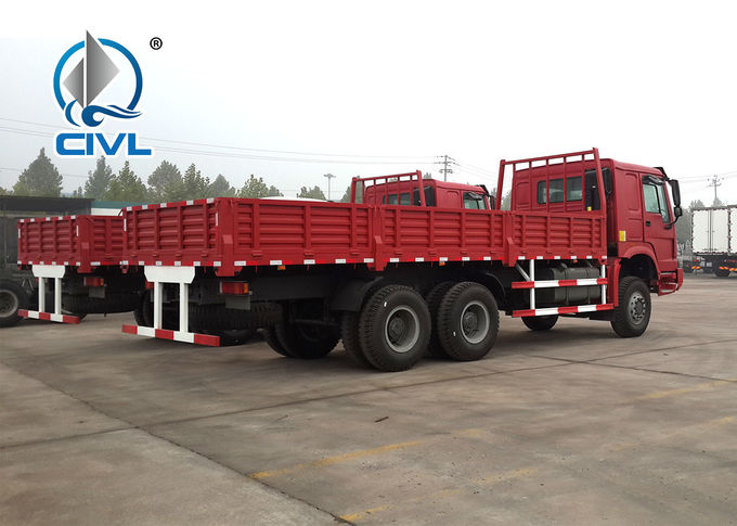 Red Color 10tires HW76 SINOTRUK HOWO Heavy Cargo Trucks Euro 2 LHD 6X4 336HP For Transport