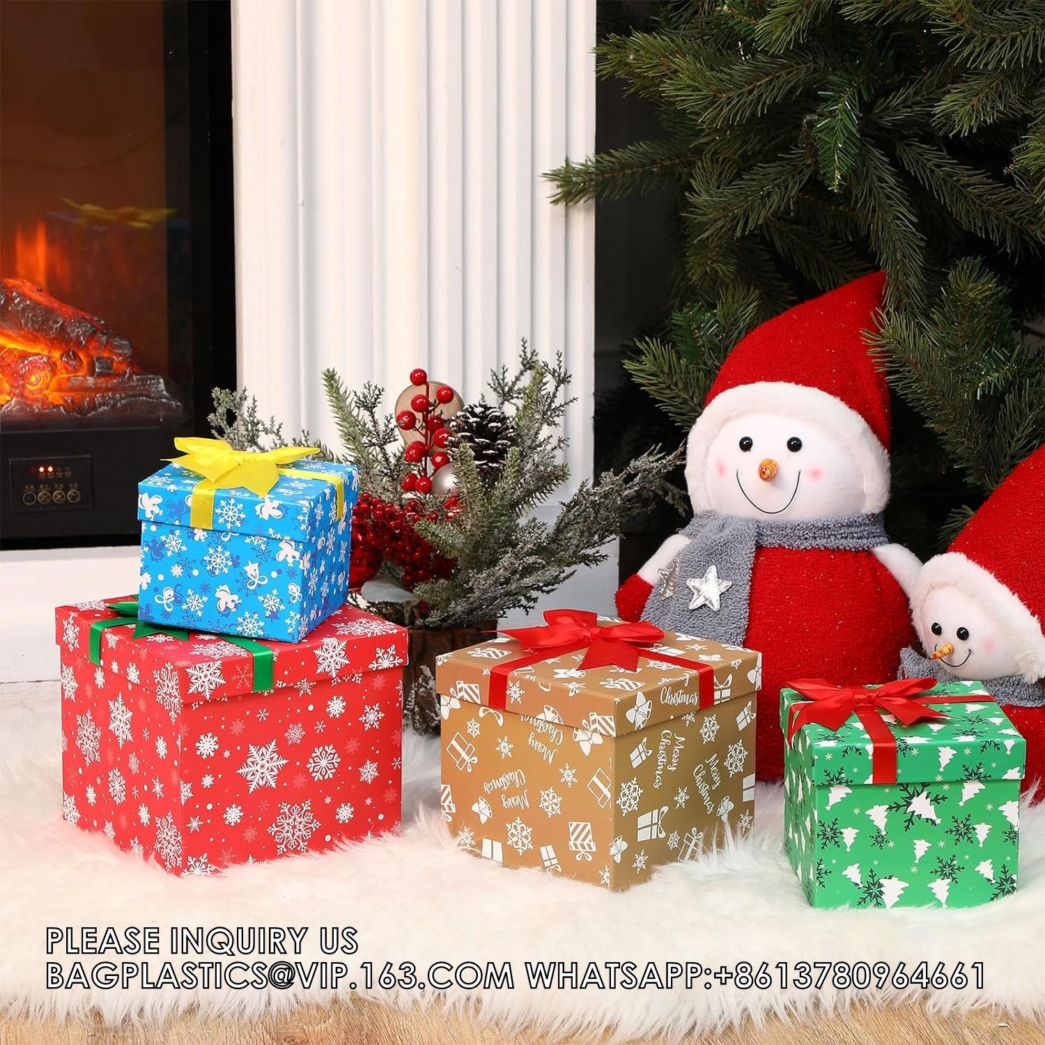Christmas Nesting Gift Boxes Hard Xmas Stackable Boxes Candy Christmas Decorative Boxes With Lids Xmas Nested Boxes