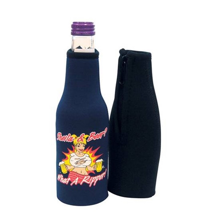 Silk Printing Beer Bottle Cooler Bag , Glove Stubby Holder Bulk Neoprene Beer Can Cooler