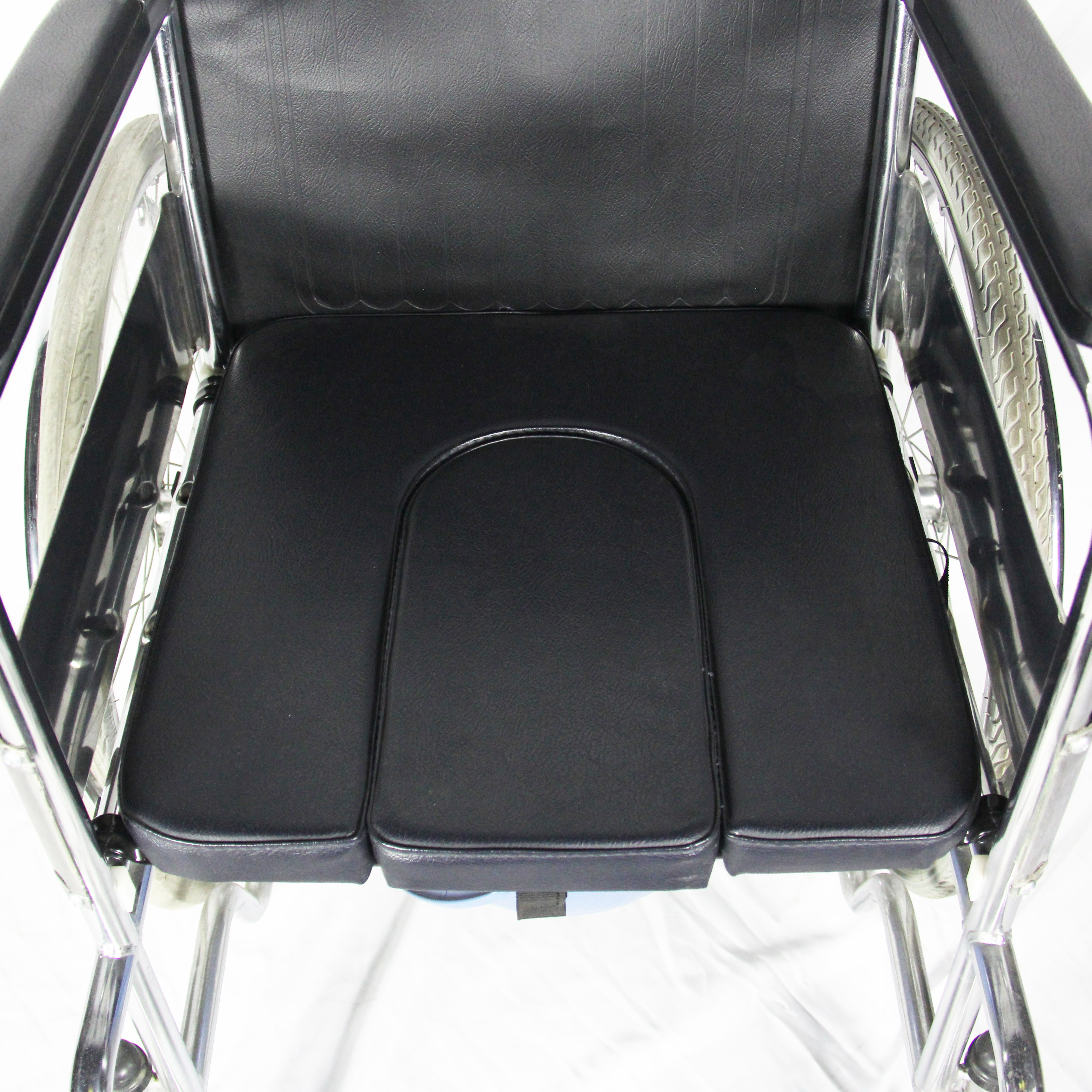 Fixed Armrest Footrest Transport Chair With U Shape Seat Commode