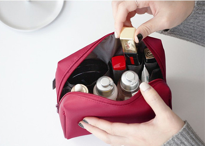 Portable Creative Nylon Travel Cosmetic Bags Coating Plain WIth Multi Function