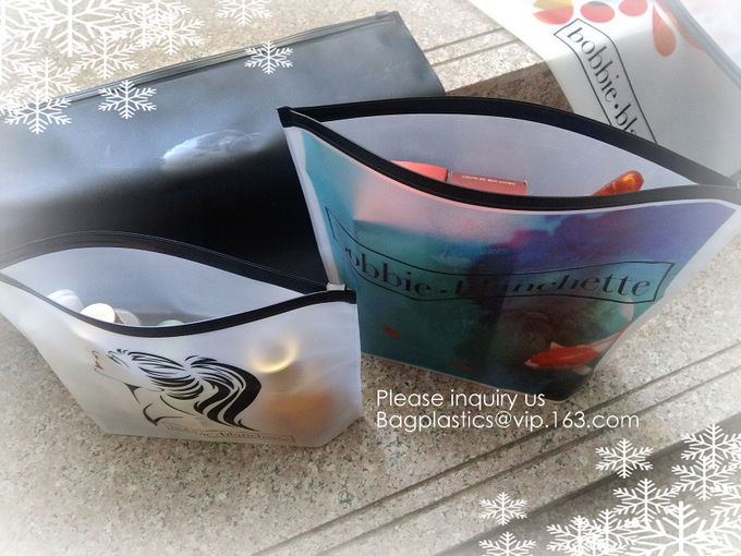 Biodegradable frosted eva plastic pvc zip lock cosmetics bag, frosted cosmetics bag,pvc zipper bag,custom eva bag