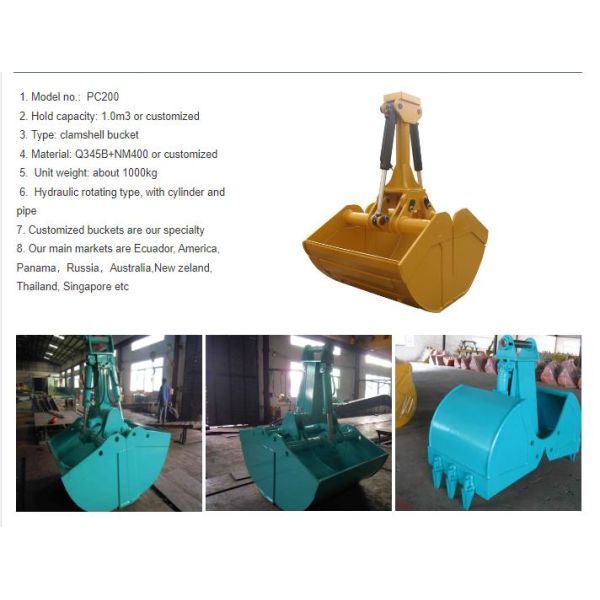 11 Tons Excavator Hydraulic Clamshell Bucket For PC320