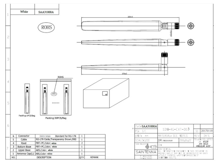High Gain Omni Wifi Antenna Outdoor White Color Good Mechanical Properties