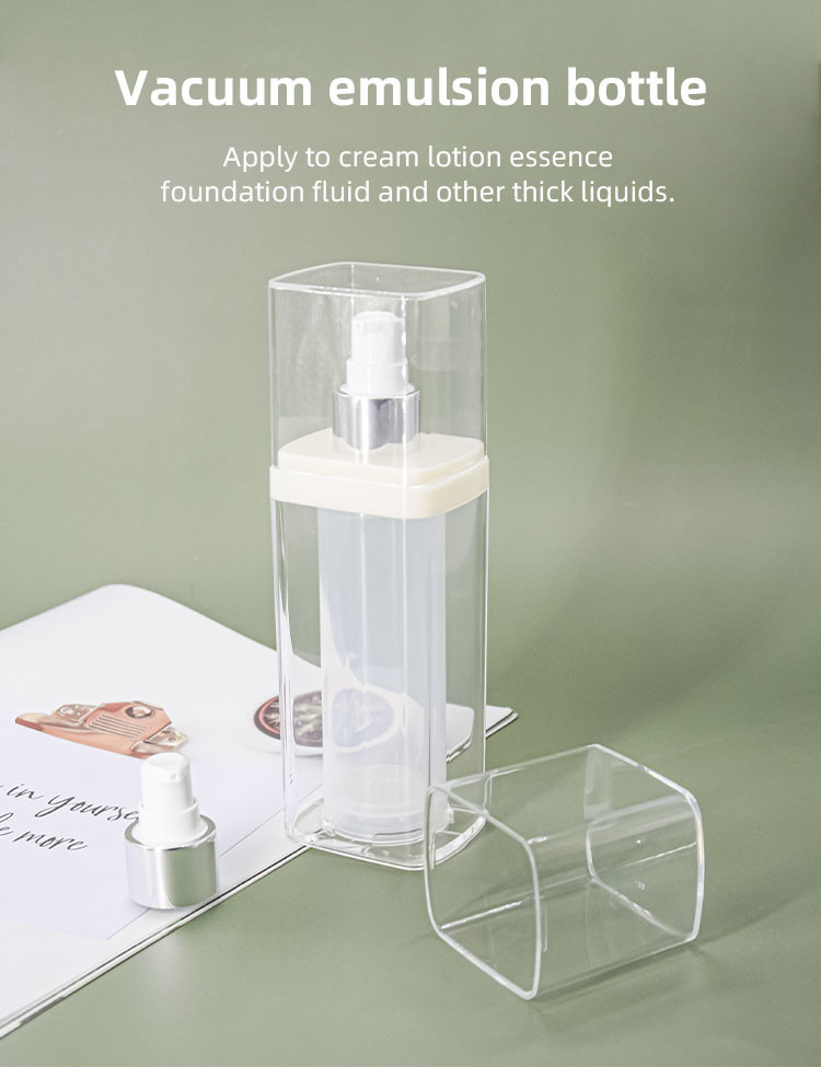 100ml Square PP Airless Pump Bottles For Hair Products Cosmetics