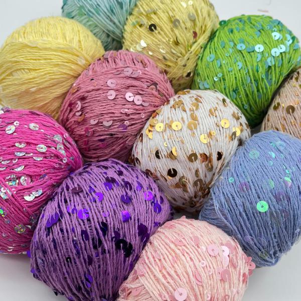 1/2.3NM 55% Cotton 45% Polyester Sequin Yarn Crochet Paillette Yarn For Bag