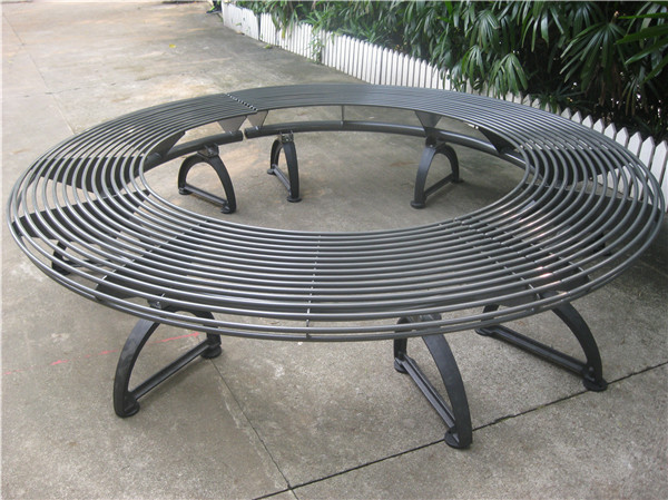 Metal Iron Curved Outdoor Tree Bench Waterproof Rustproof For Street Garden