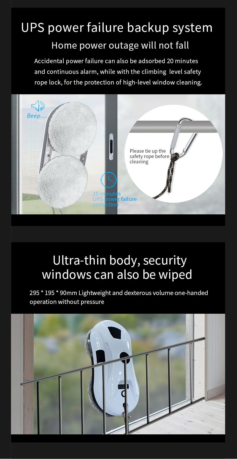 Ultrasonic Atomized Spray Glass Window Cleaning Robot with Silk Screen Printing Logo