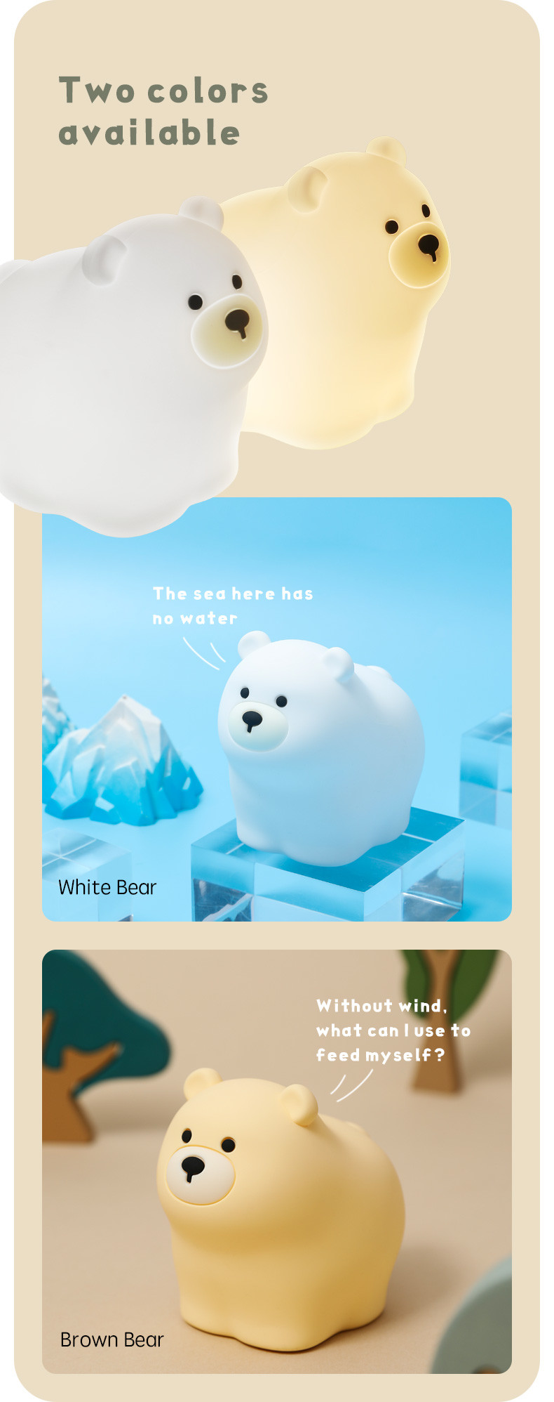 Little Bear Patting Silicone Night Light Children's Bedroom Baby Feeding Cute Creative Small Night Light Soft Light