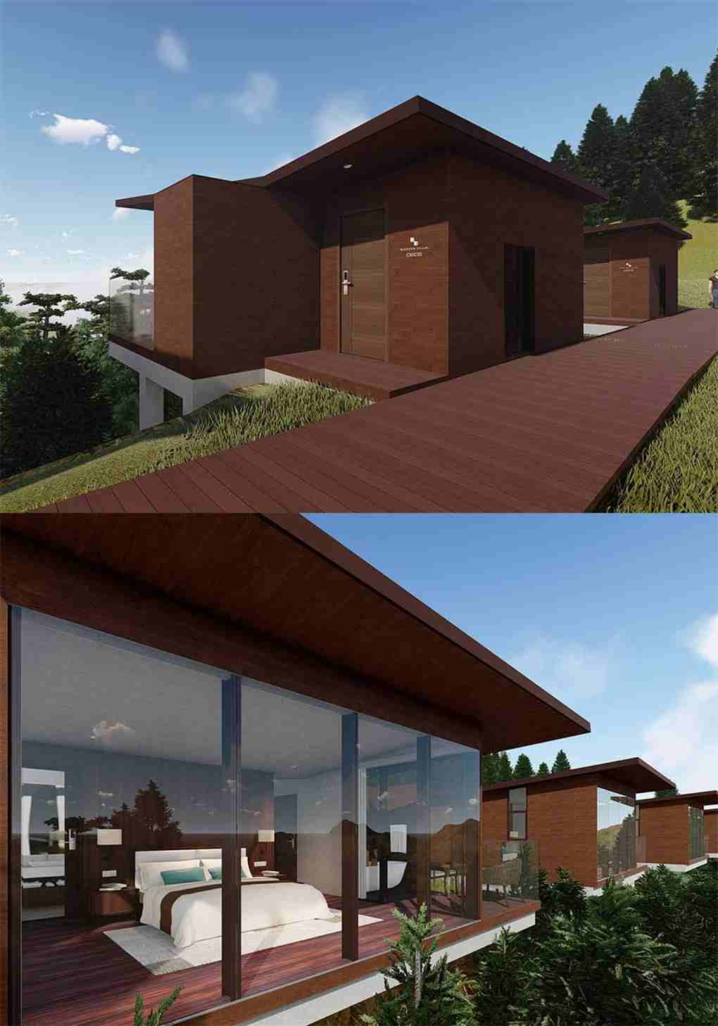 Lofty Luxury Prefab House 50m2 Fireproof Eco Modular Homes For Peak / Highland