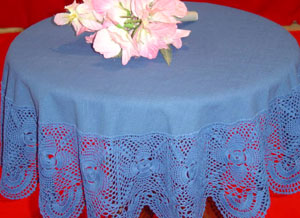 Rectangular coffee table linen table cloth table, Corcheted Lace Table linen, Tablecloth