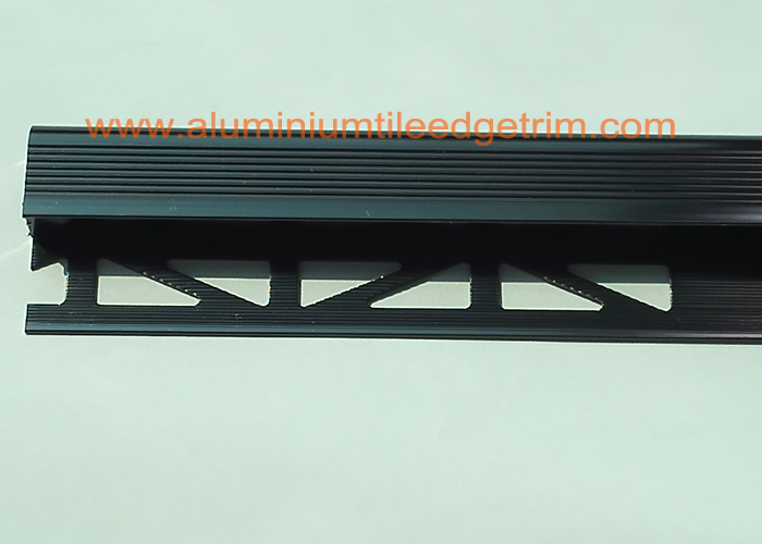 anodized black metal stair nosing