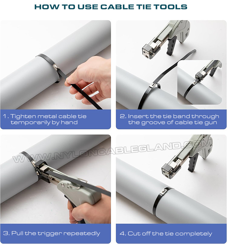 304/316 Stainless Steel Cable Tie Epoxy Polyester Fully Coated 500mm x 7.9, Nylon Plastic Sprayed Metal Cable Tie (Ø13-128mm, 380lbs) for Organize