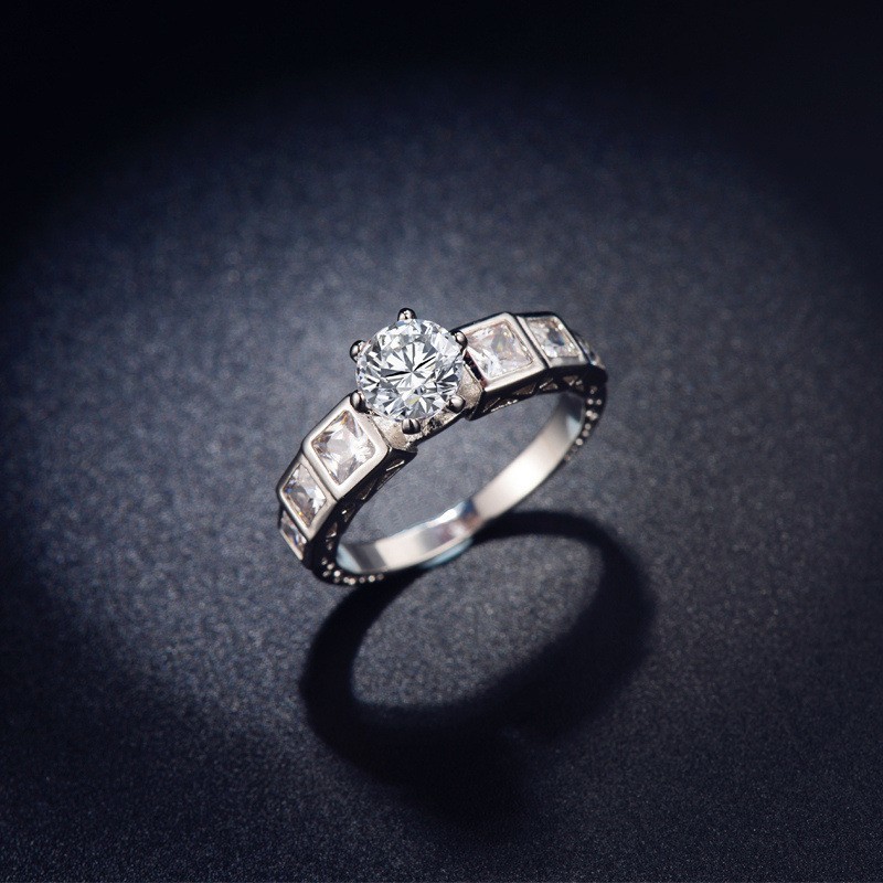 CZ with Big Round Zircon Ring Elegant Women Wedding Rings High Quality Delicate Gift Ring Fashion AAA CZ RIng Jewelry