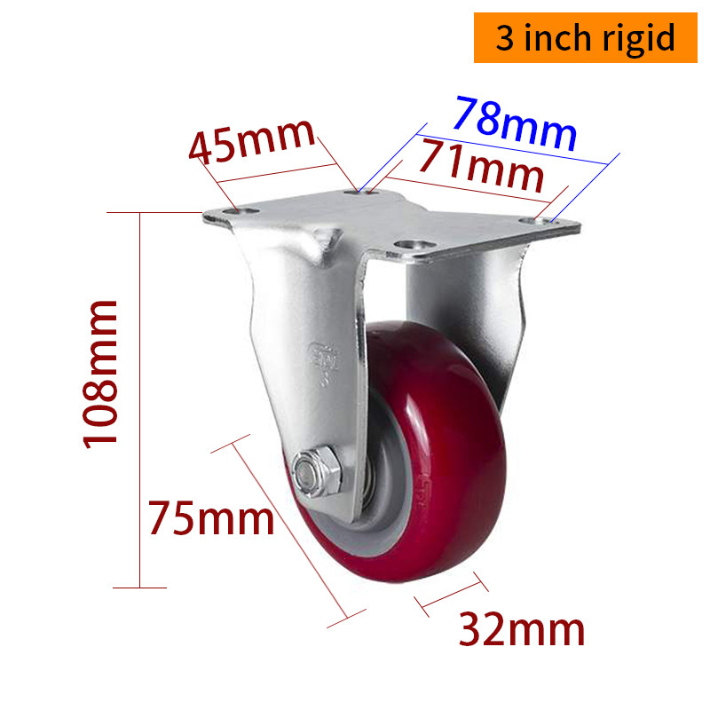 EDL Medium Duty 3inch 150kg Plate TPU Caster by Rigid, Swivel and Brake type