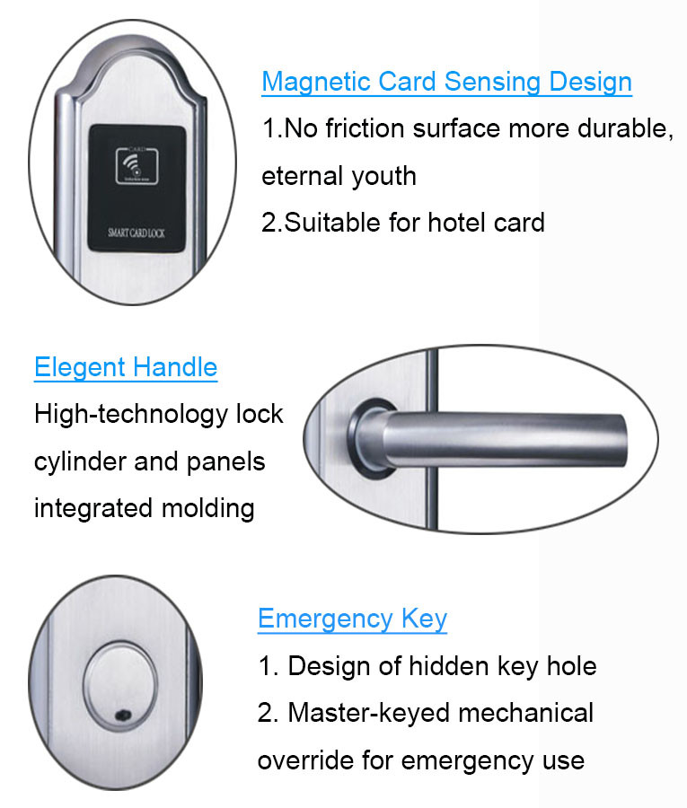 MF1 Security Electronic Key Card Door Locks Sus304 Free Management Software