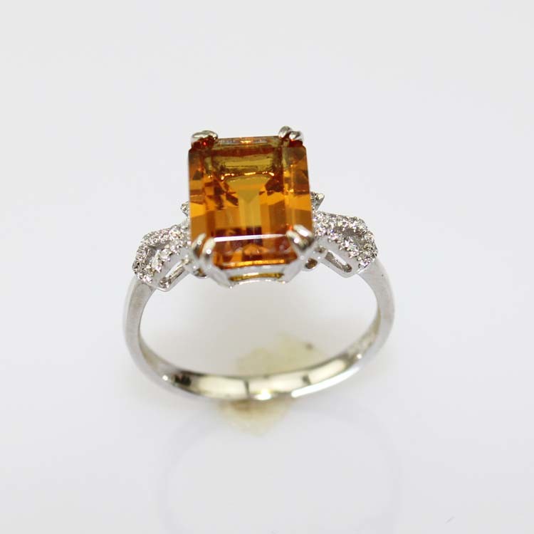 Design Jewelry 925 Silver with 8x10mm Citrine Cubic Zircon Ring (R214)