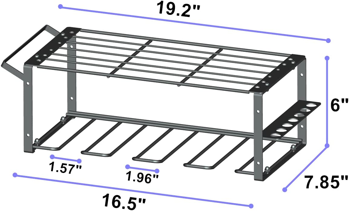Efficiently Store Your Metal Wall-Mounted Drill Holder with Our Heavy Duty Tool Shelf