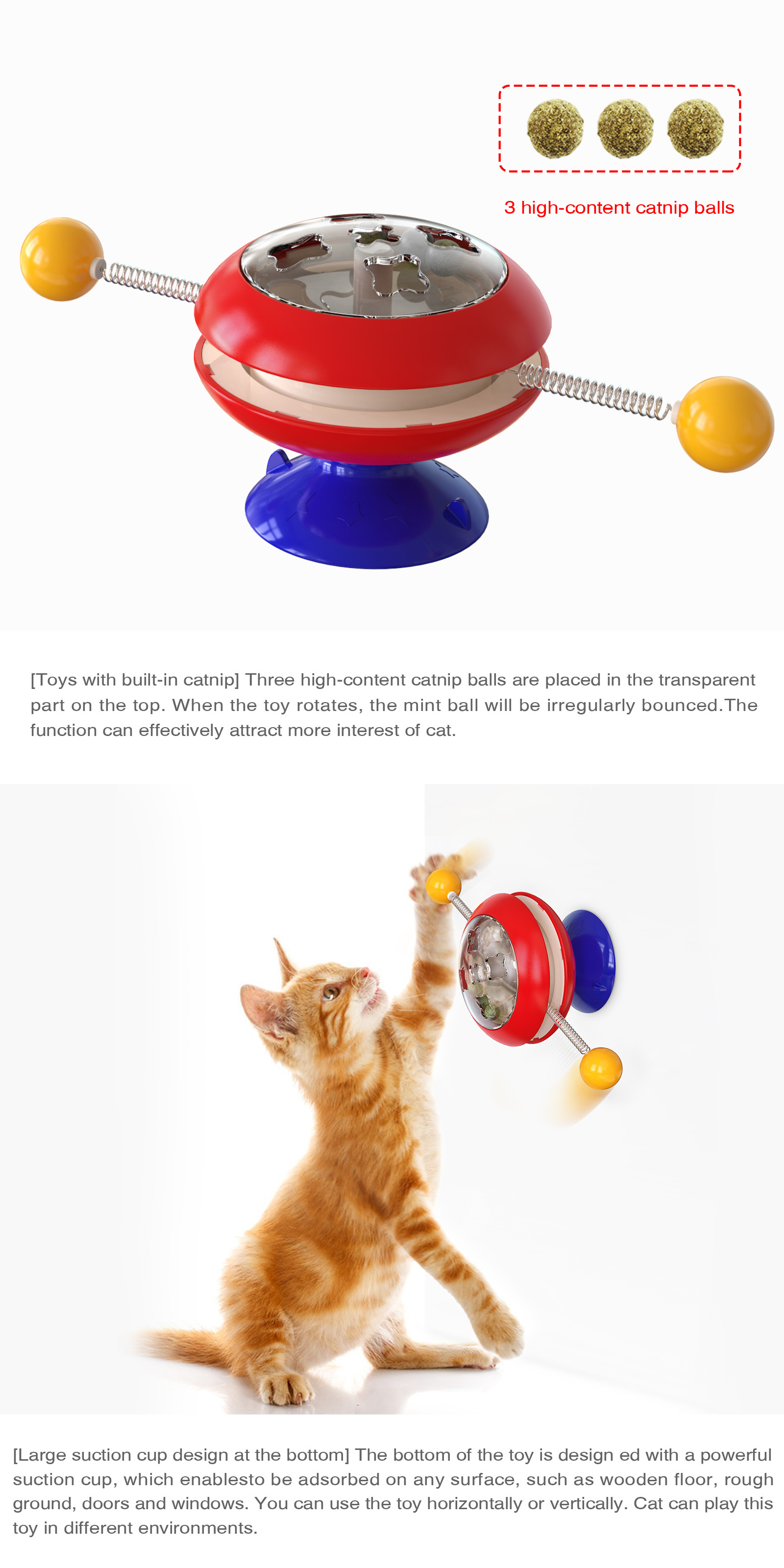 Cat Interactive Pet Toys Gyro Turntable Catnip Ball ABS OEM