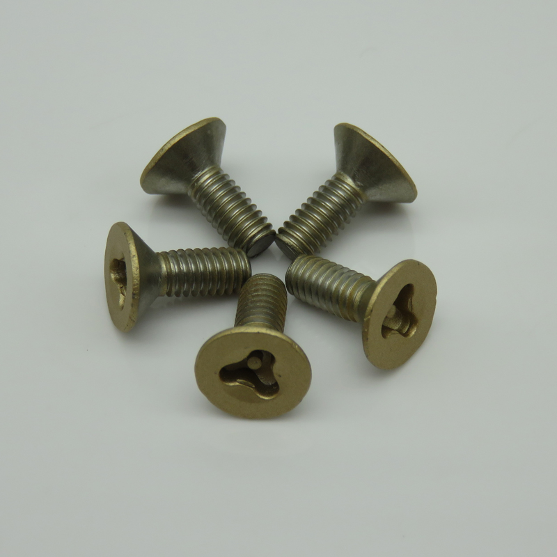 M4*11 Golden Paint Triangle Security Screw With Truss Head And RoHs Certificate