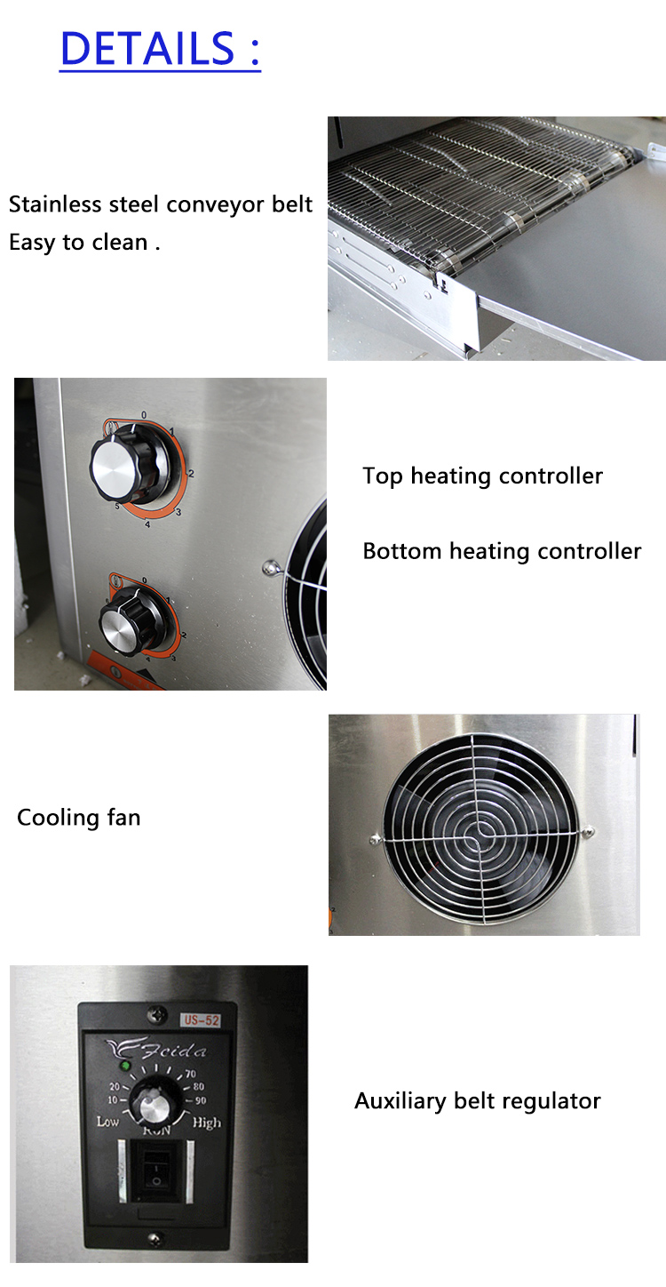 1500x600x430 mm Stainless Steel Conveyor Baking Oven for Easy Cleaning and Pizza