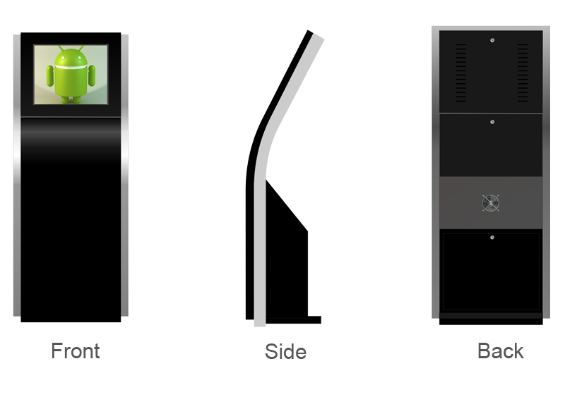 Ticket Printing Touch Screen Display Kiosk , 19 Inch Queue Electronic Signage Display