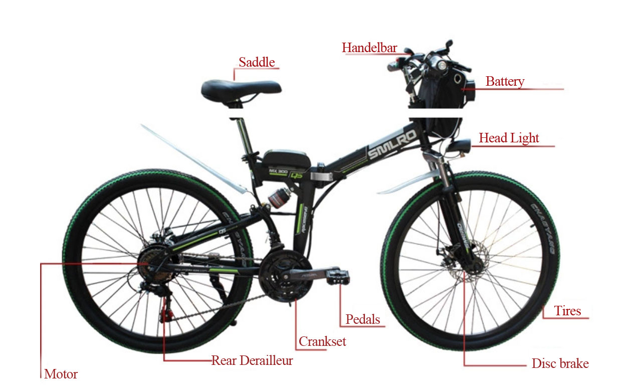 Hi - Ten Brushless Electric Bike 26 Inch 48v Steel Suspension Folding Frame