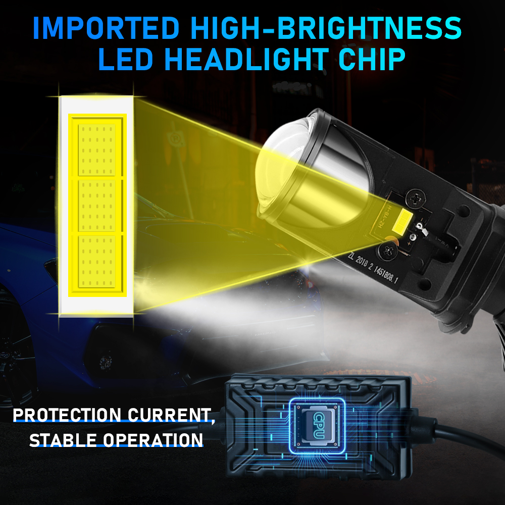 Aluminum Y6 Mini H4 Super White Projector Lens LED Car Head Light Bulb