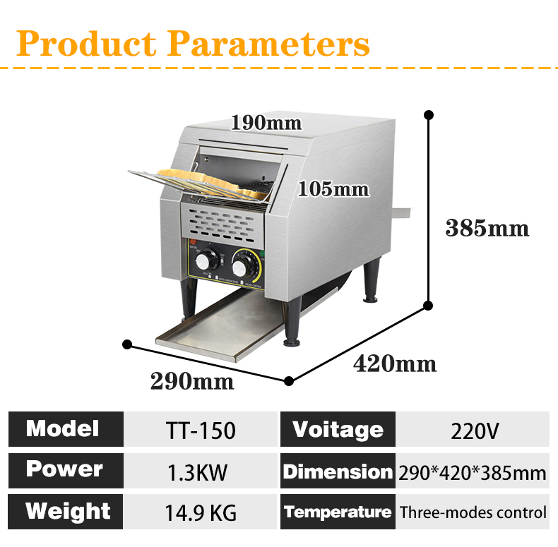 Stainless Steel Electric Conveyor Toaster For Fast Food Restaurant 220V