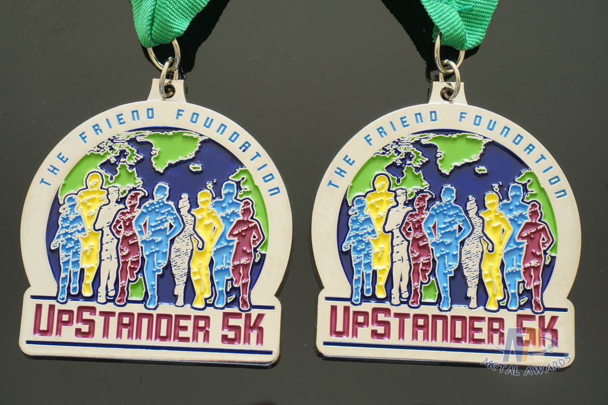 Matt Silver Plating Custom Sports Medals / Upstander 5K Medal