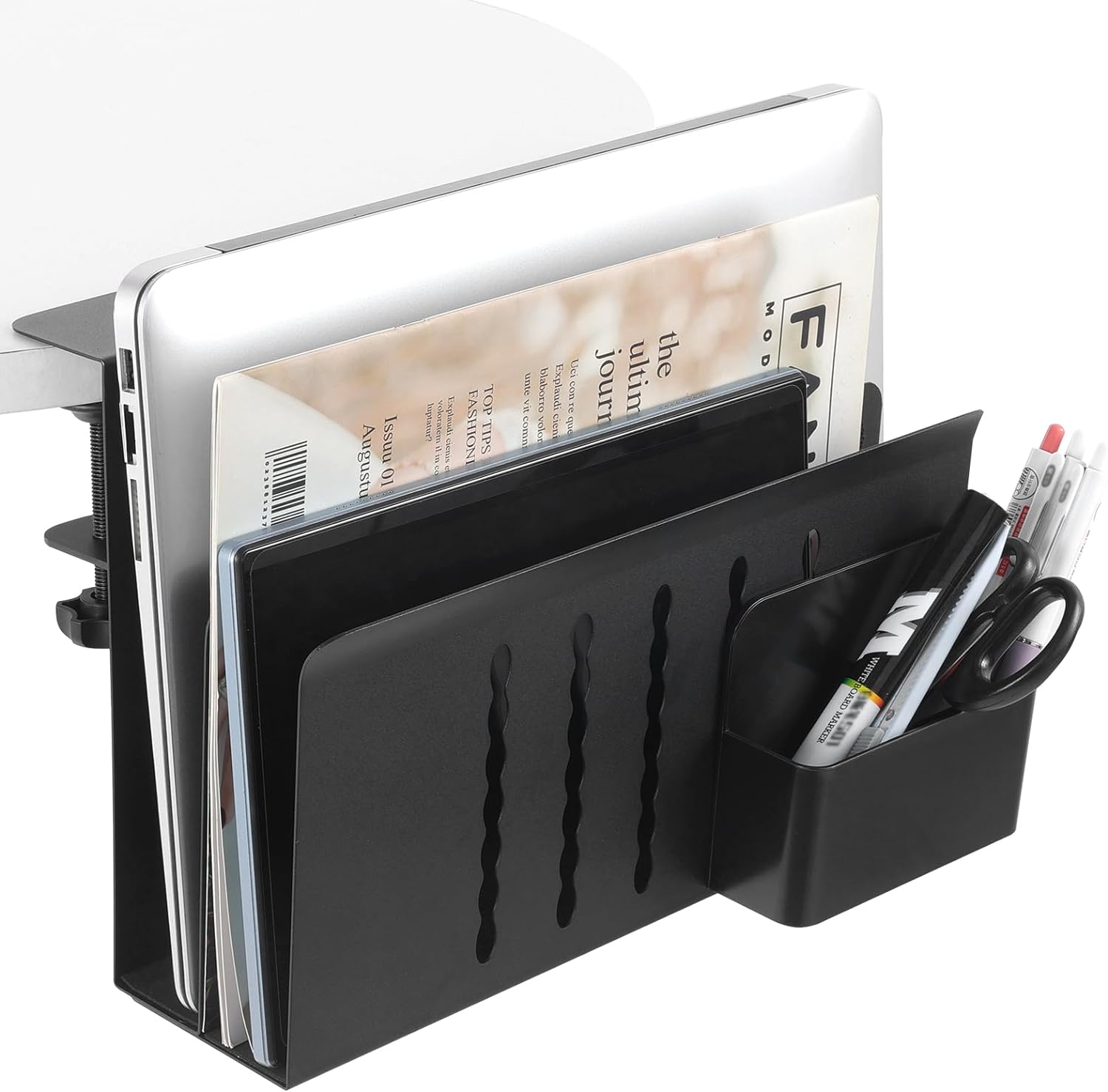 Customized Logo Print No Drill Hanging Clamp On Side Desk Organizer for File Storage