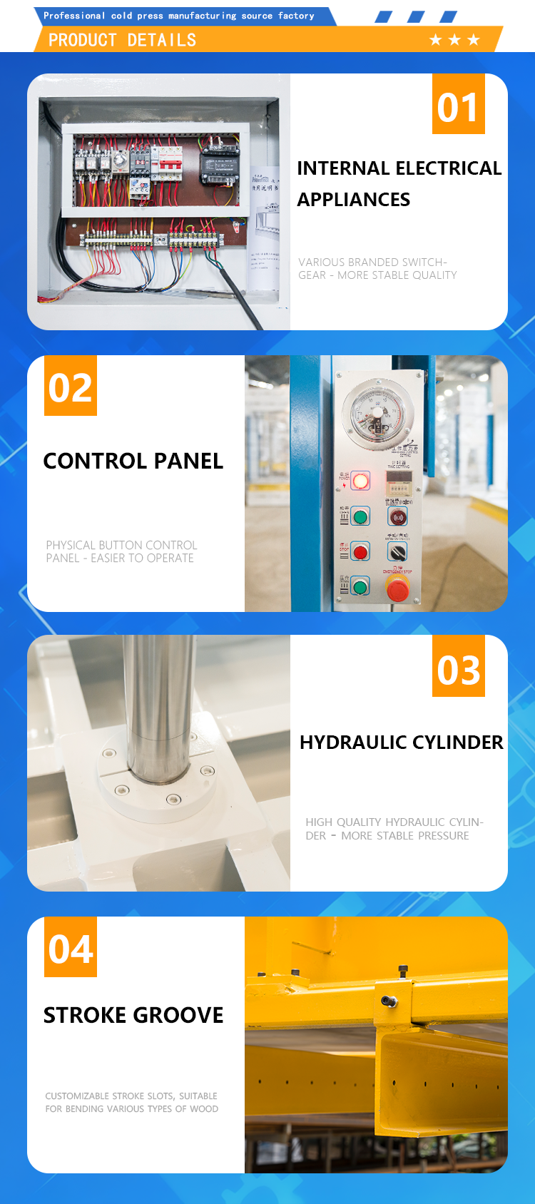 100T Max Pressure Cold Press Machine with Four-Cylinder Synchronized Pressure and 1300*900mm Work Platen for Wood and Plastic Doors