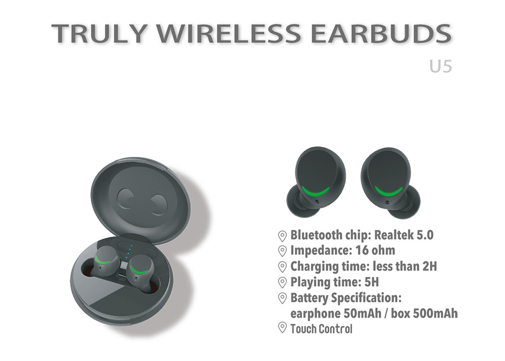 BT 5.0 True Wireless Stereo Earphones Deep Bass With Automatically Pairing