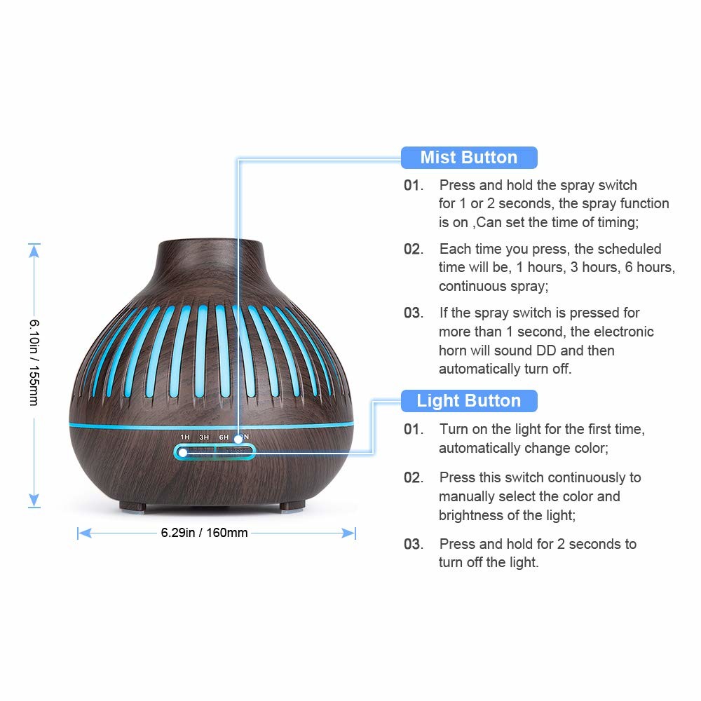 Color Changing 400ml 10W Wood Grain Aromatherapy Diffuser
