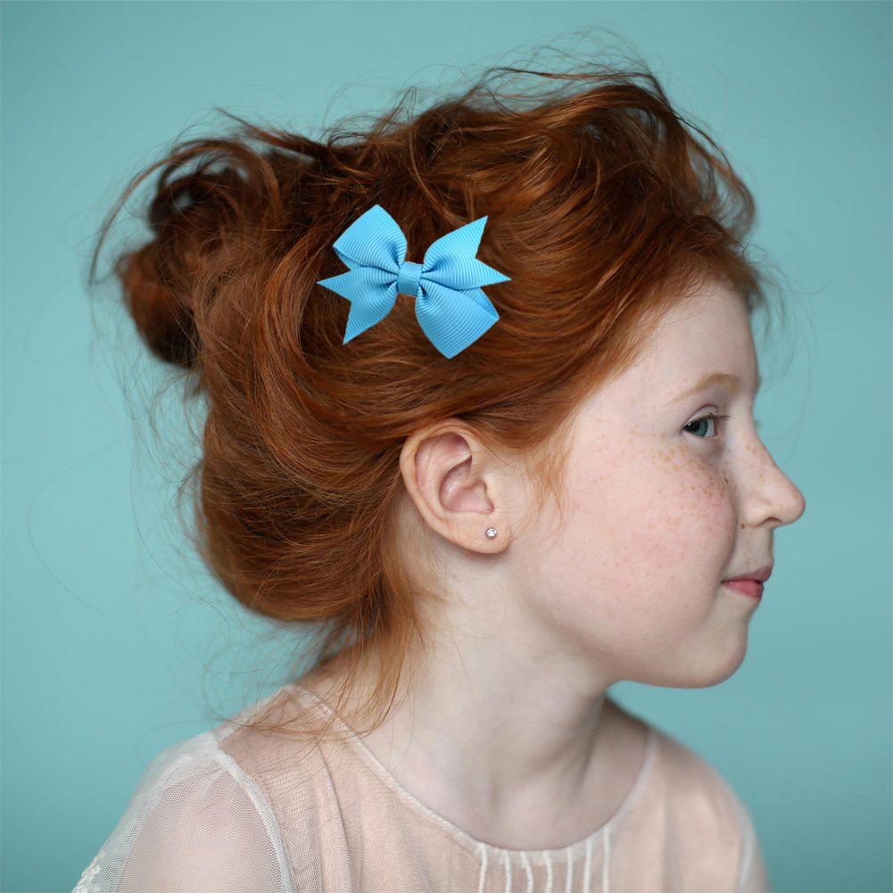Large Grosgrain Ribbon Hair Clips Bows Solid Color Handmade Cute 5.5 Cm