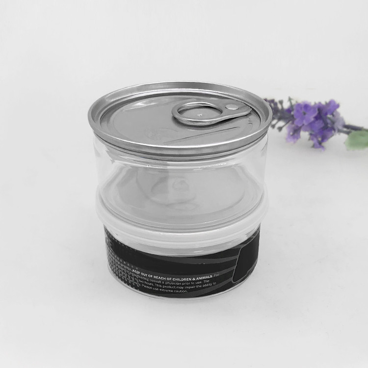 Child Proof Clear Plastic Jar , 55ML CBD Storage Easy Open Can