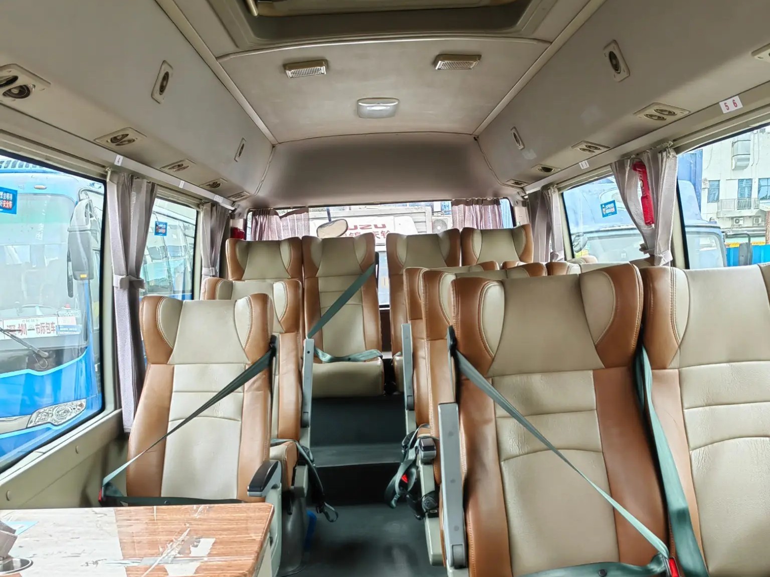 2nd Hand Mini Bus 15 Seats External Swinging Door Champagne Color 7 Meters Ankai HFF6701 Tour Bus