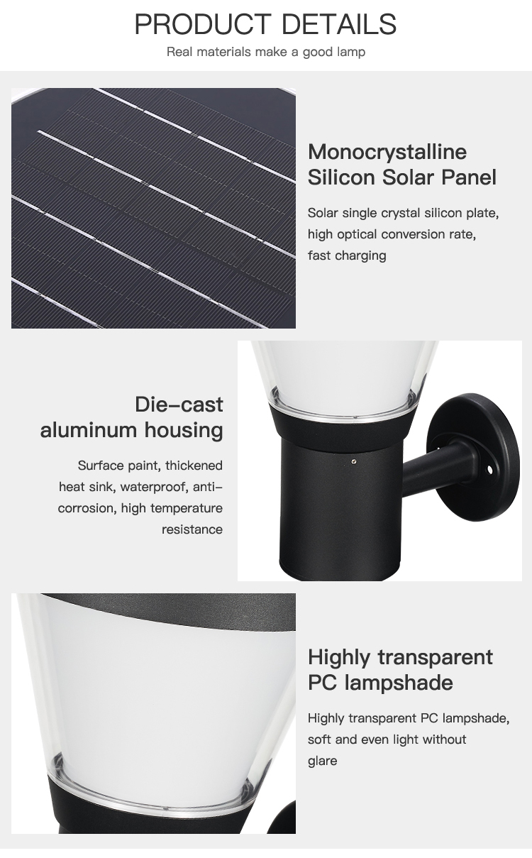Fast Charging Solar Powered LED Wall Light IP65 LED Solar Security Lamp For Pathway Footpath