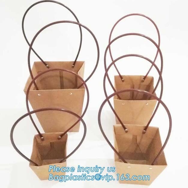 OEM Logo Printed Paper Packaging Bag Custom Good Quality Flower Carrier Bag,Art Paper Flower Carrier Bag Shopping Bags W