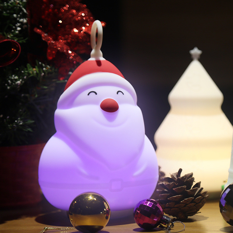 Christmas Night Light For Kids Lamp Cute Lamp 16 Colors Tap Silicone Kids Night Light USB Rechargeable Baby Night Lights